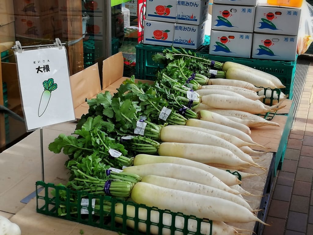 新鮮な地産の冬野菜がたくさん並ぶ「あさつゆ広場」