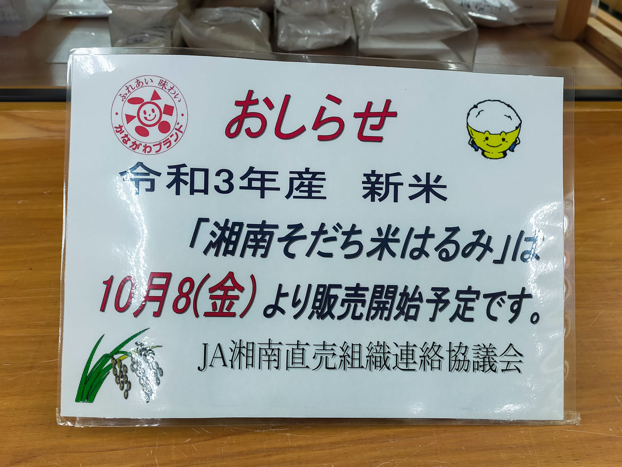 平塚生まれの美味しいお米「はるみ」。新米の販売は10月8日（金）から！
