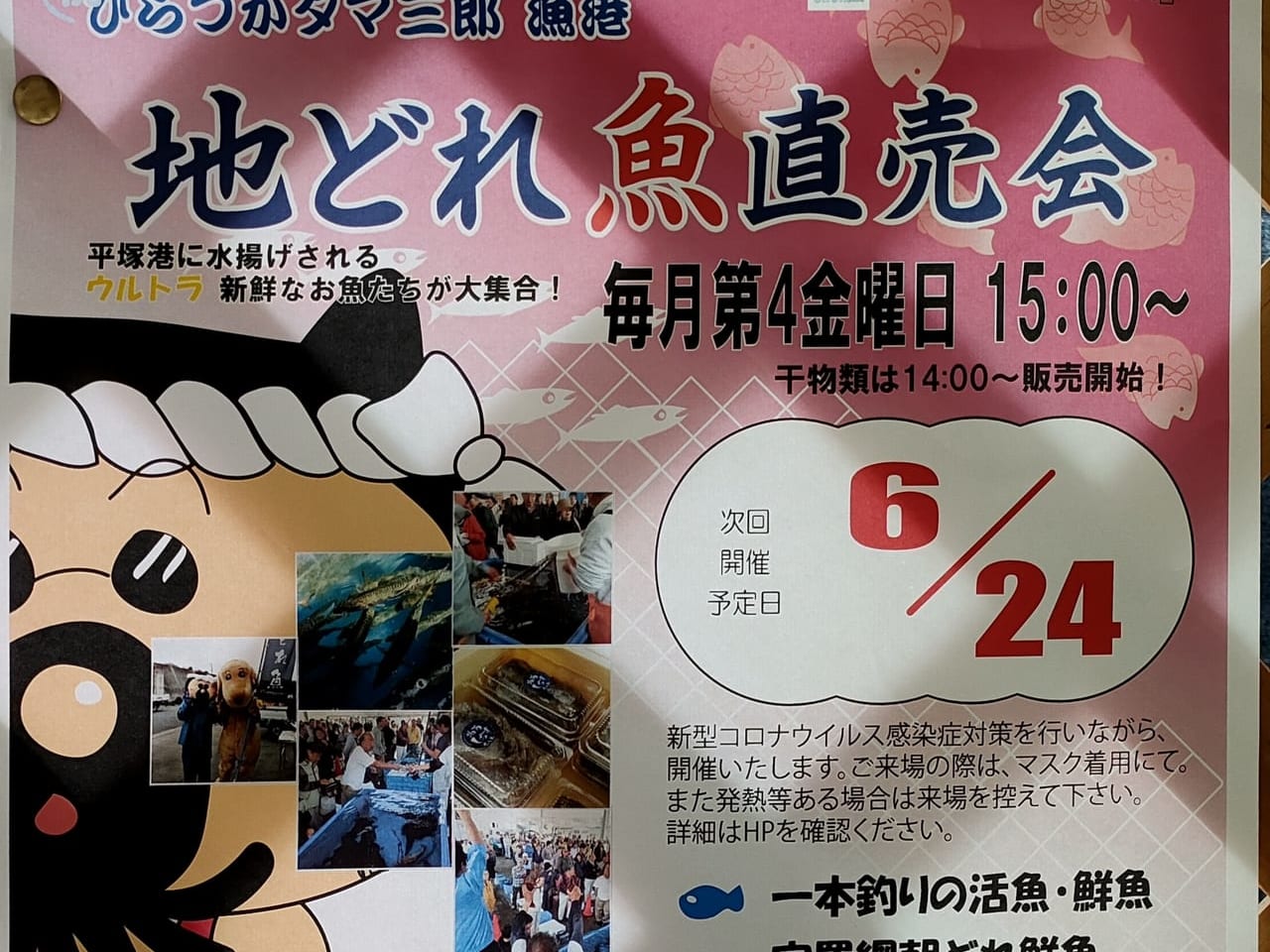 ❝泳いだ魚に出会え、活きた魚が買える直売会❞「ひらつかタマ三郎漁港　地どれ魚直売会」が6月24日（金）に開催されます！